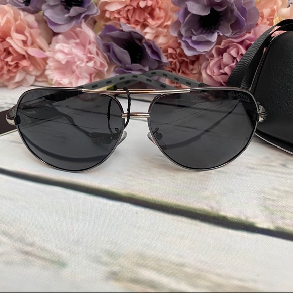 KINGSEVEN Vintage Gray Polarized Aviator Sunglasses - Picture 6 of 16